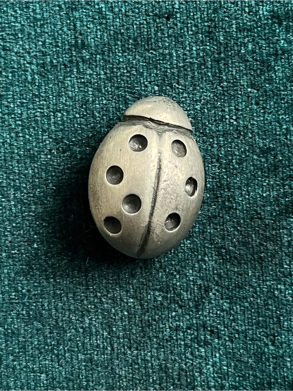 Vintage Pewter Ladybug Brooch signed Scandinavian